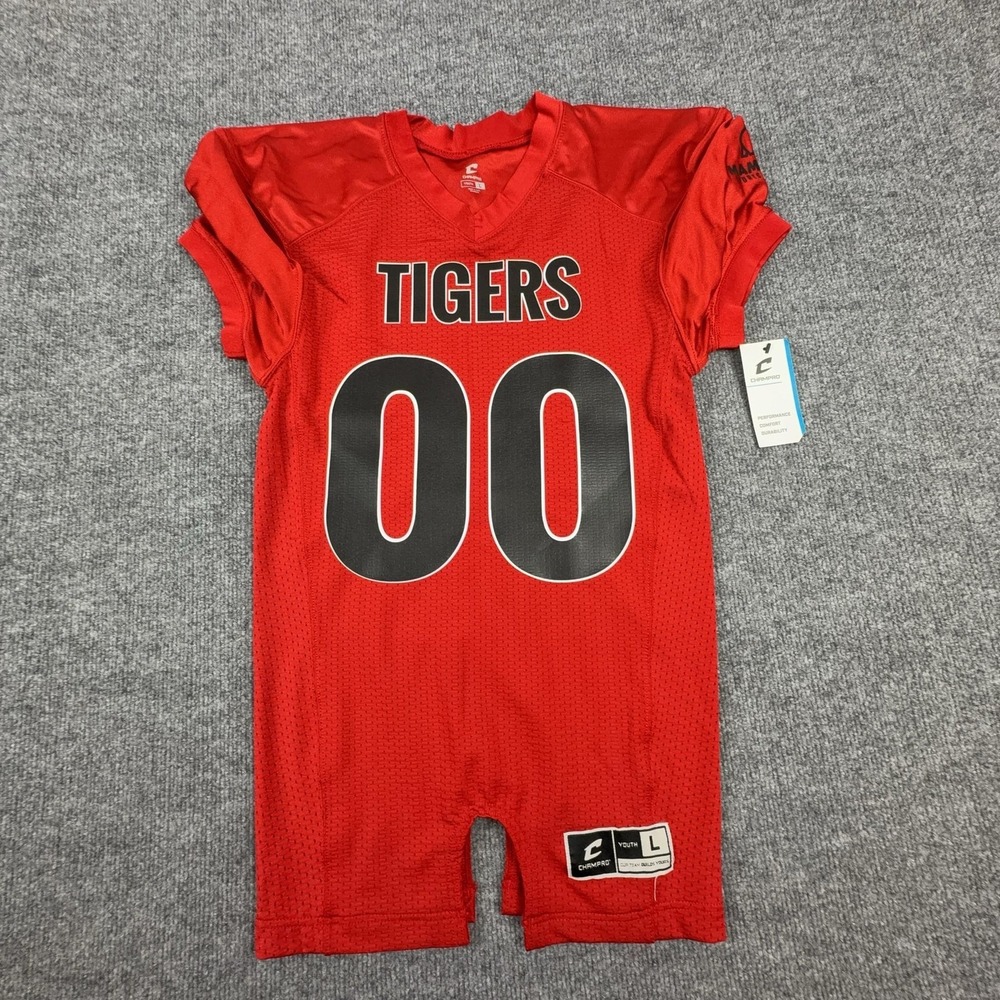 Tigers Football Jersey Youth Large Boys Scarlet Red Champro 00 Mammoth Sports